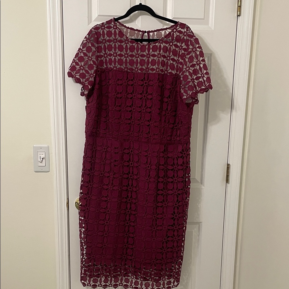 London Times Burgundy Lace Midi Dress